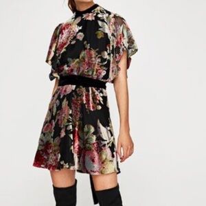 NWT Stunning Zara Velvet Flower Dress